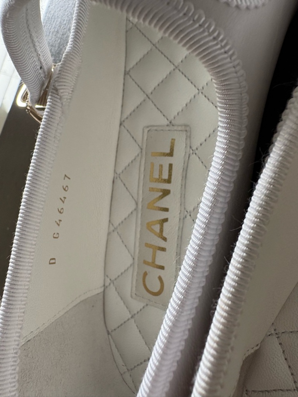 Chanel White Leather  Mary Jane Ballet Flats 38 - Picture 3 of 9